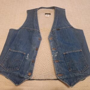 Men's Blue Denim Vest with Sherpa Lining